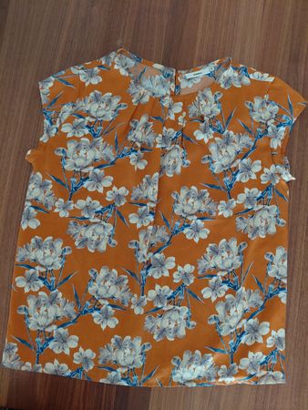 Dranella Buse Gr S orange-braun geblümt + Rock getreift grau