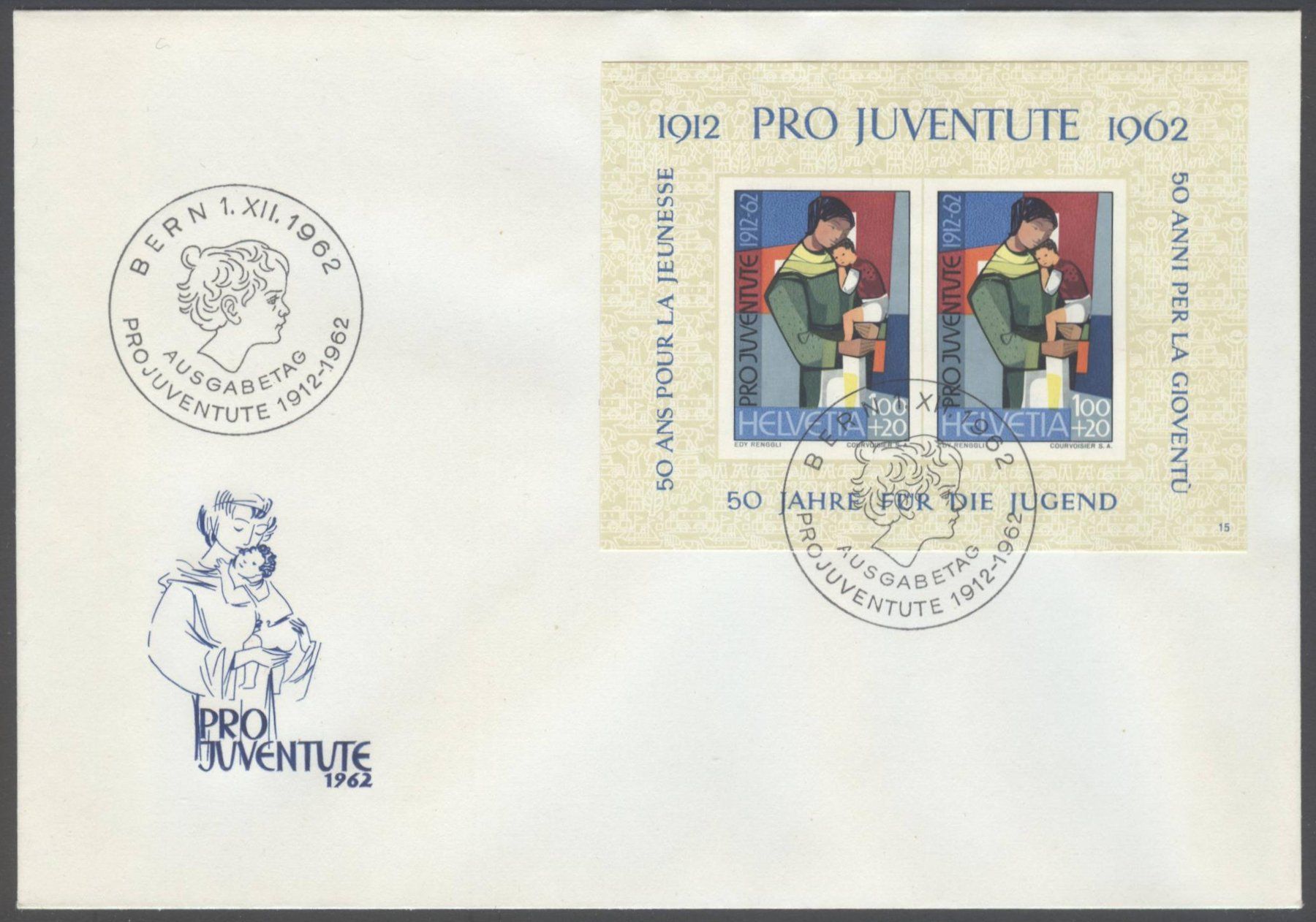 Tutti i francobolli: FDC Pro Juventute 1962 Block – Usato da Uster venduto da giorgiotr