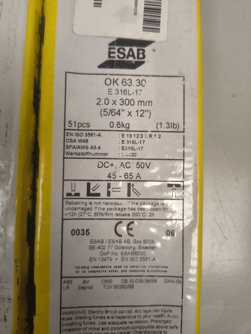 Esab Postes à souder: Schweiss Elektroden von ESAB OK 63.30 – Neuf avec emballage d'origine à Aadorf par skaskaboy 1