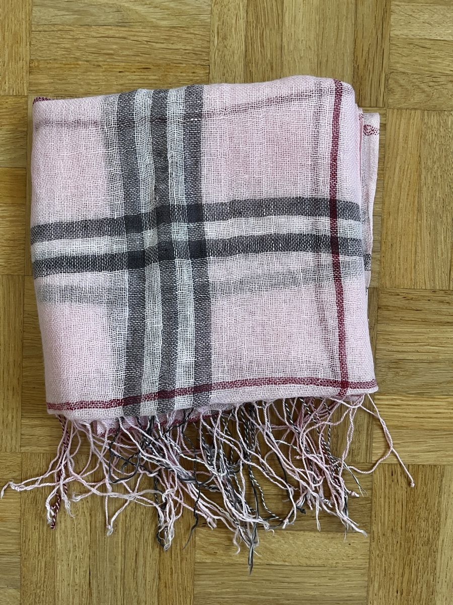 Foulard & Sciarpe: Sommer Schal aus Leinen, rosa kariert – Usato da Zürich venduto da Kleanthy 3