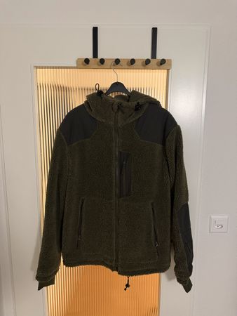 Giacca pile con cappuccio verde taglia L