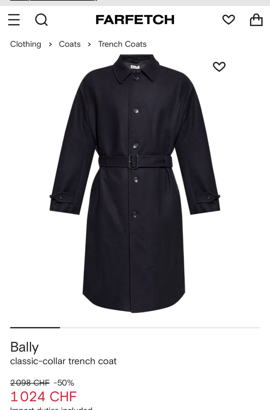 Bally Cappotti: Bally Classic Wool-Blend Trench Coat – Usato da Grund b. Gstaad venduto da ReLuxe 1