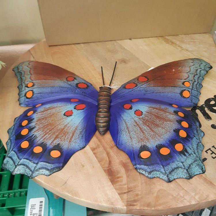 AB Tools Kleiner Metall-Schmetterling In Blau – Gartendeko Für Innen & Außen, Ca. 7x12x14 Cm