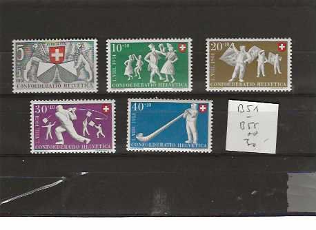Alle Briefmarken: timbre Pro Patria 1951 B51 à B55 ** – Neu (gemäss Beschreibung) aus Sorvilier von carose01