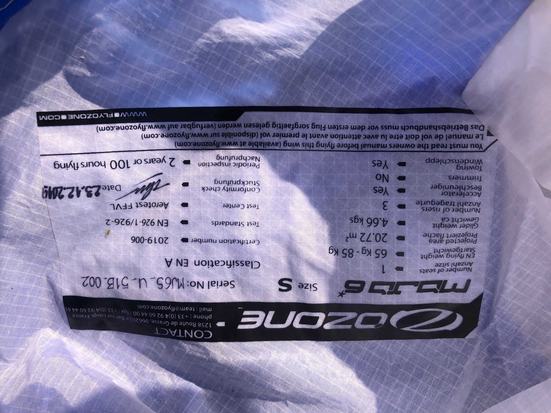 Ozone Sport dell'aria & Aquiloni: Ozone Mojo 6 Grösse S – Usato da Oberschrot venduto da mel_2j5y 2