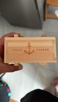 Bracelet James Parker ancre bleu doré avec boîte bois