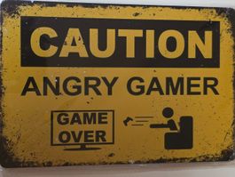 Blechschild Cation Angry Gamer Game Over Verbot