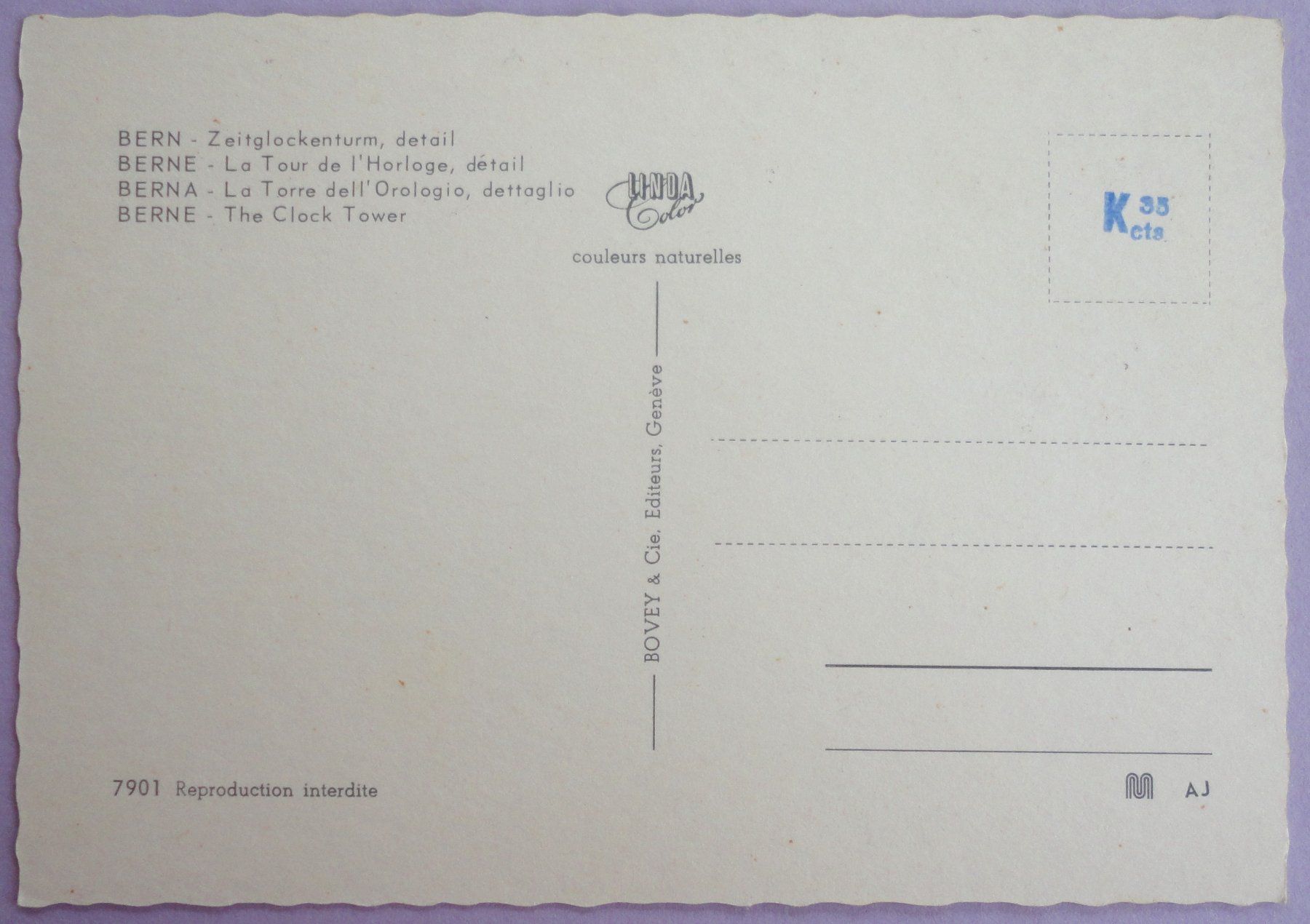 Cartoline postali: Bern - Zeitglockenturm detail – Usato da Fétigny venduto da Billy2miny 1
