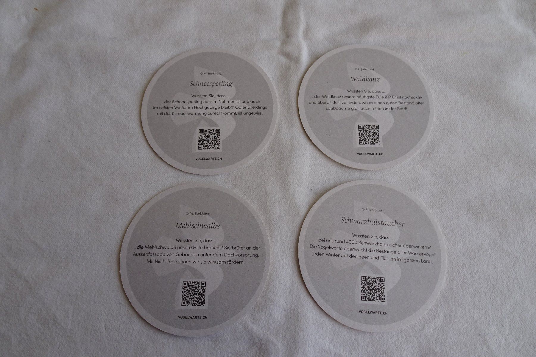 Untersetzer: 4 Glasuntersetzer Vögel Durchmesser ca. 10.5 cm – Gebraucht aus Strengelbach von schmetterling20 1