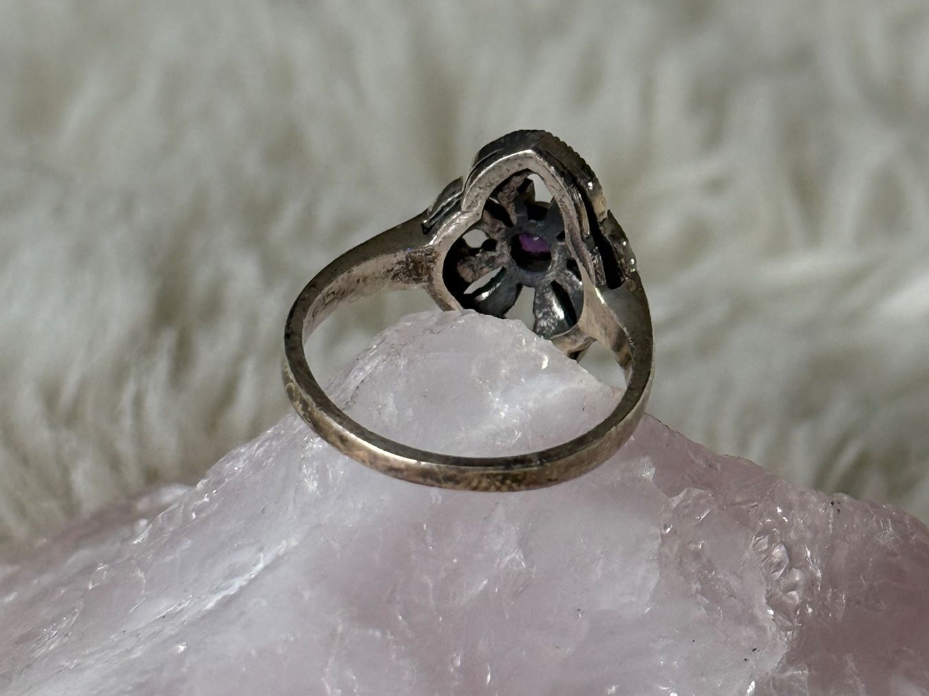 Anelli: Vintage Silberring 925 mit lila Stein – Usato da Istighofen venduto da Ringparadies 2