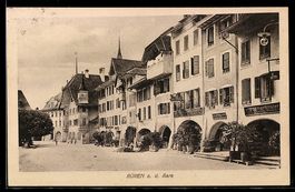 AK Büren a. d. Aare, Straßenpartie mit Gebäudeansicht