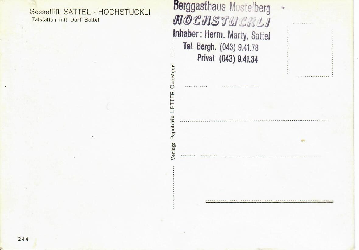 Cartoline postali: Sesselbahn Sattel Hochstuckli – Usato da Hochdorf venduto da Ziegel-16 1