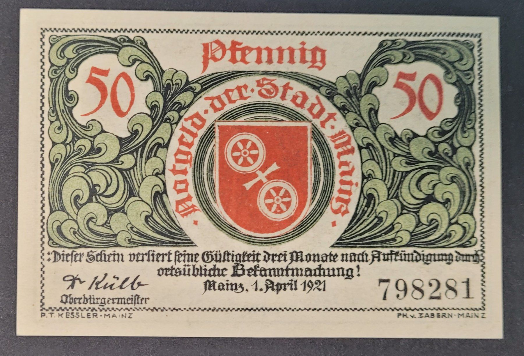 Banconote: 50 PFENNIG / MAINZ 1921 – Nuovo (secondo la descrizione) da Mumpf venduto da antonio_schweiz_961