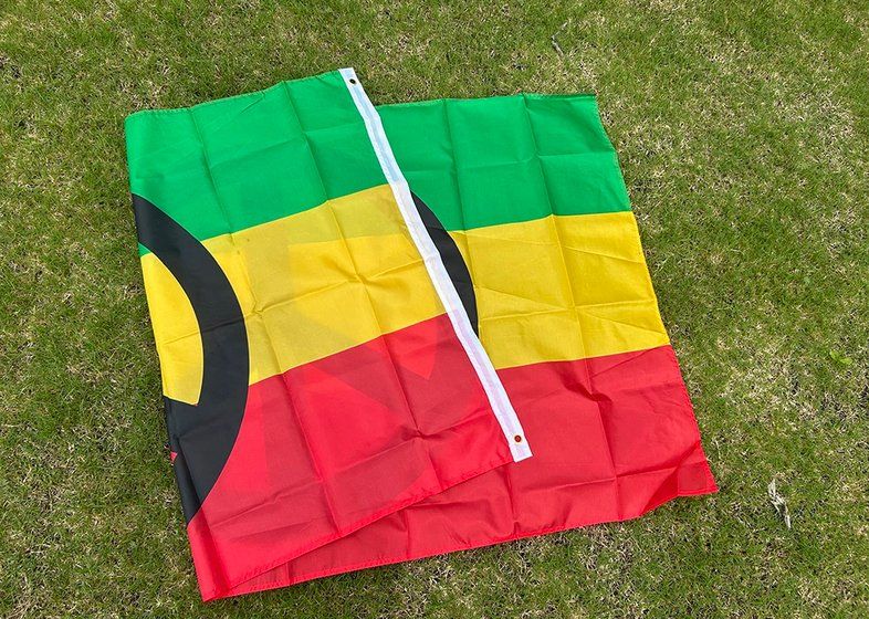 Bandiere: 3x Rasta-Friedensflagge SKY 90x150cm - Drapeau de paix rasta – Nuovo e nell'imballaggio originale da Bussigny venduto da NATURALO 3