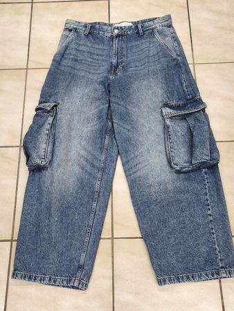 Cargo Hose Bershka blau Baumwolle Grösse 42 guter Zustand