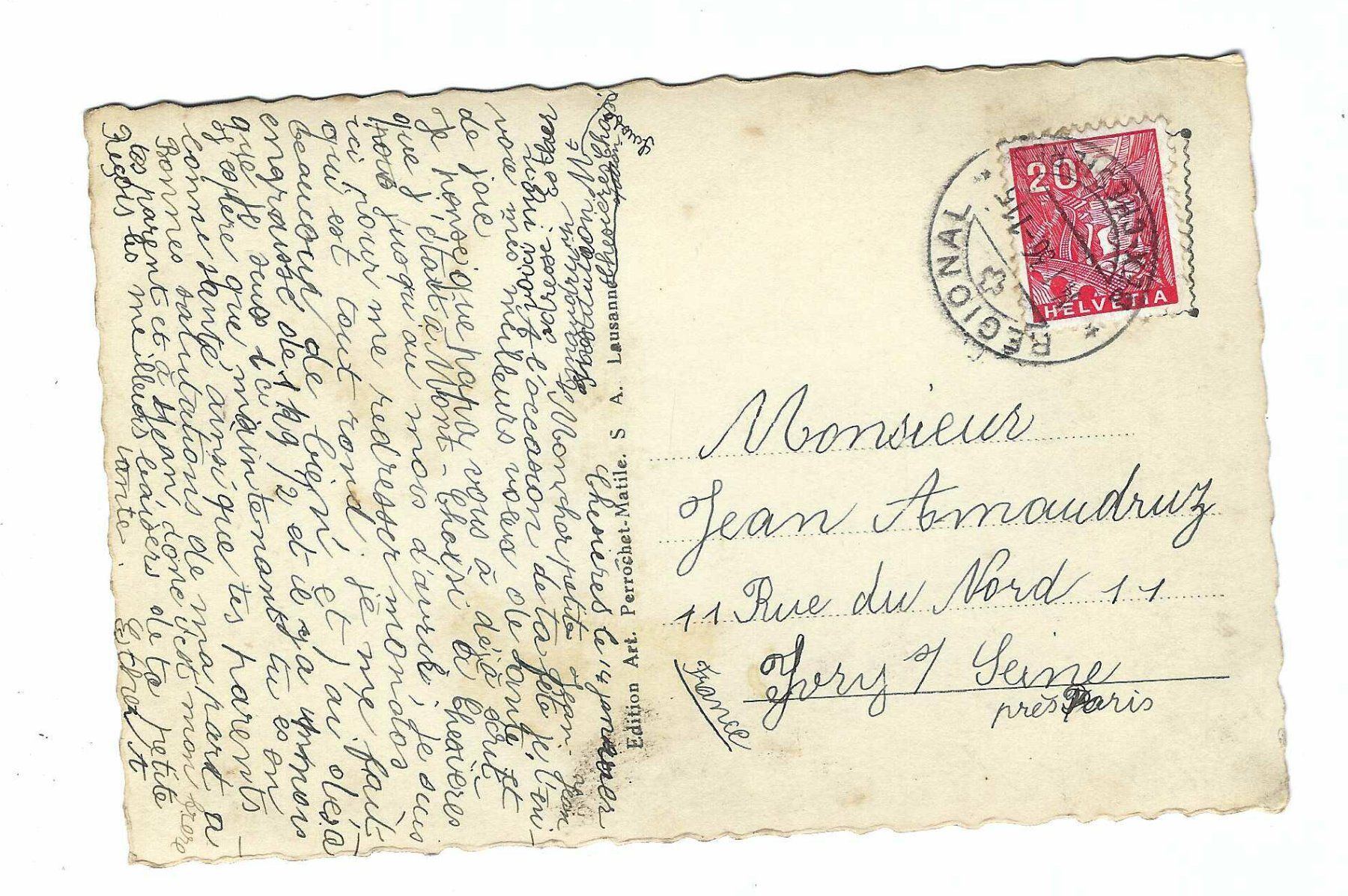Cartoline postali: Régional Bex - Chesières 1936 m3 – Usato da Aarau venduto da fussball-fussball
