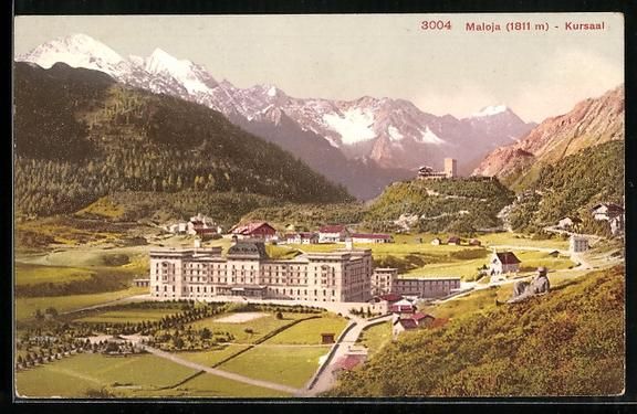 Cartoline postali: AK Maloja, Teilansicht mit Kursaal – Usato da Berlin venduto da bartko-reher