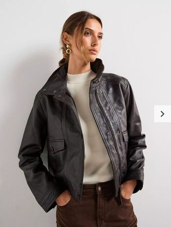 Mango genuine leather brown jacket