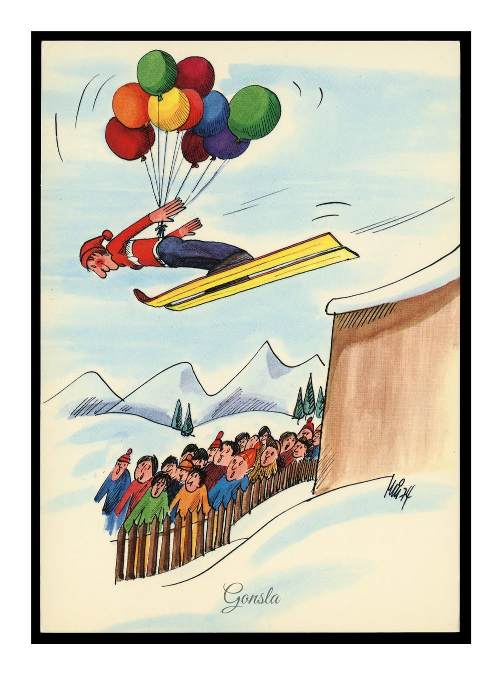 Cartoline postali: SKI - 1974 "HUMOUR" Saut ! – Usato da Onex venduto da Lagorel01