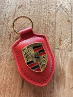 Original Porsche Schlüsselanhänger Leder Rot, Neu