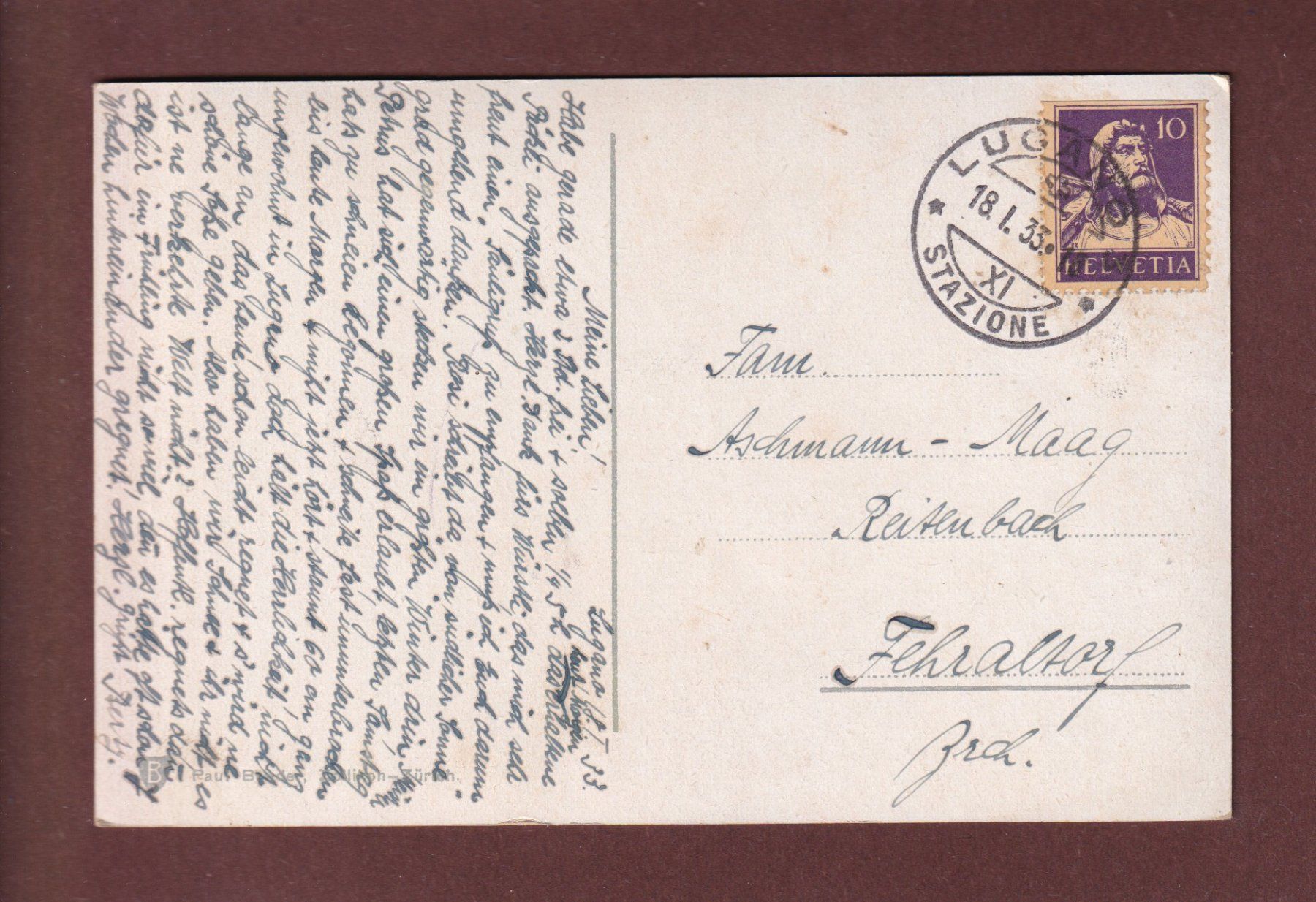 Cartoline postali: LUGANO e San Salvatore - 1933 – Usato da Pully venduto da nicecards 1