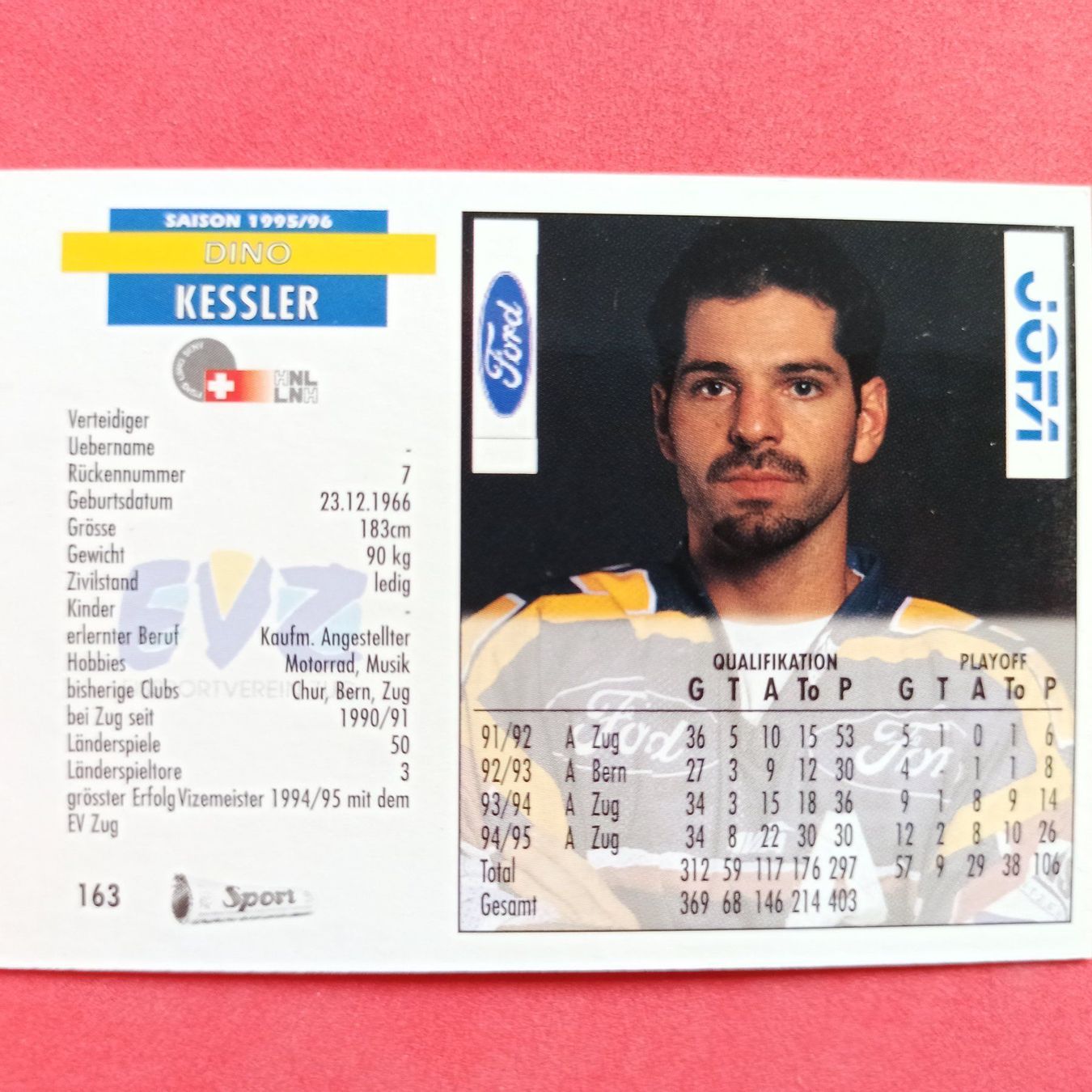 Carte collezionabili: Dino Kessler - EV ZUG - 1995/96 – Usato da Dübendorf venduto da kb86_MOVIE 1