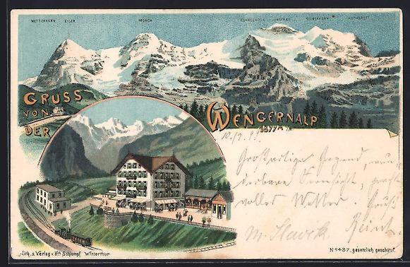 Cartes postales: Litho Wengernalp, Hausansicht mit Bergba – D'occasion à Berlin par bartko-reher
