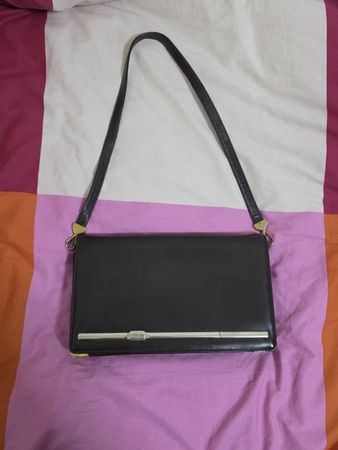 Vintage Christian Dior Leather Shoulder Bag with Coin Purse
