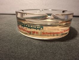 Aschenbecher Glas SBB CFF FFS SFR Zug Motiv Vintage