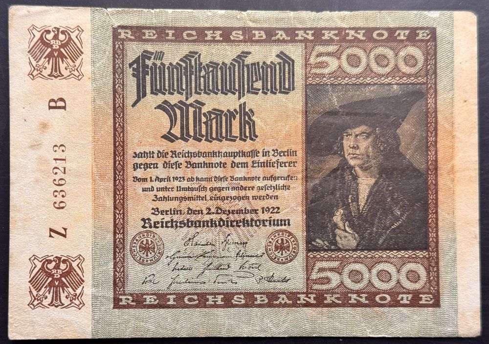 Historische 5000 Mark Banknote, Berlin 1922 (Gebraucht) in Andwil SG ...