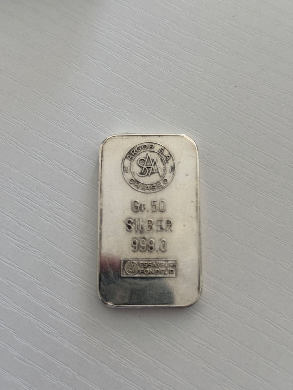 Metalli preziosi: Argor Sa  50 g  Silberbarren – Usato da Wallisellen venduto da SWISS_SILVER1