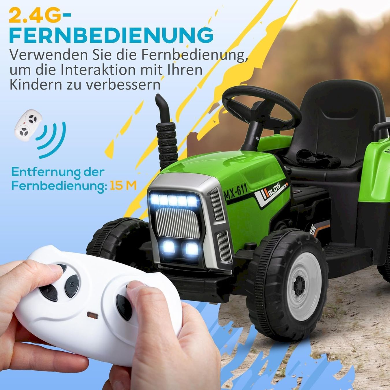 Veicoli per bambini: HOMCOM Elektrischen Kinder-Traktor Grün – Nuovo e nell'imballaggio originale da Bottighofen venduto da zaap 5
