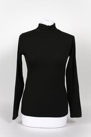 Rollkragenpullover / dünner Longsleeve, schwarz