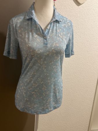 Damen Polo Shirt Chervo hellblau Blumenmuster Gr. 36
