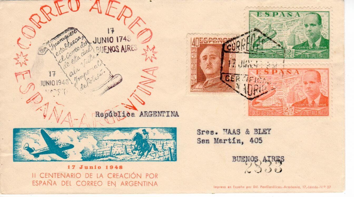 Tutti i francobolli: Brief Spanien 1948 – Usato da Wolhusen venduto da Curver9