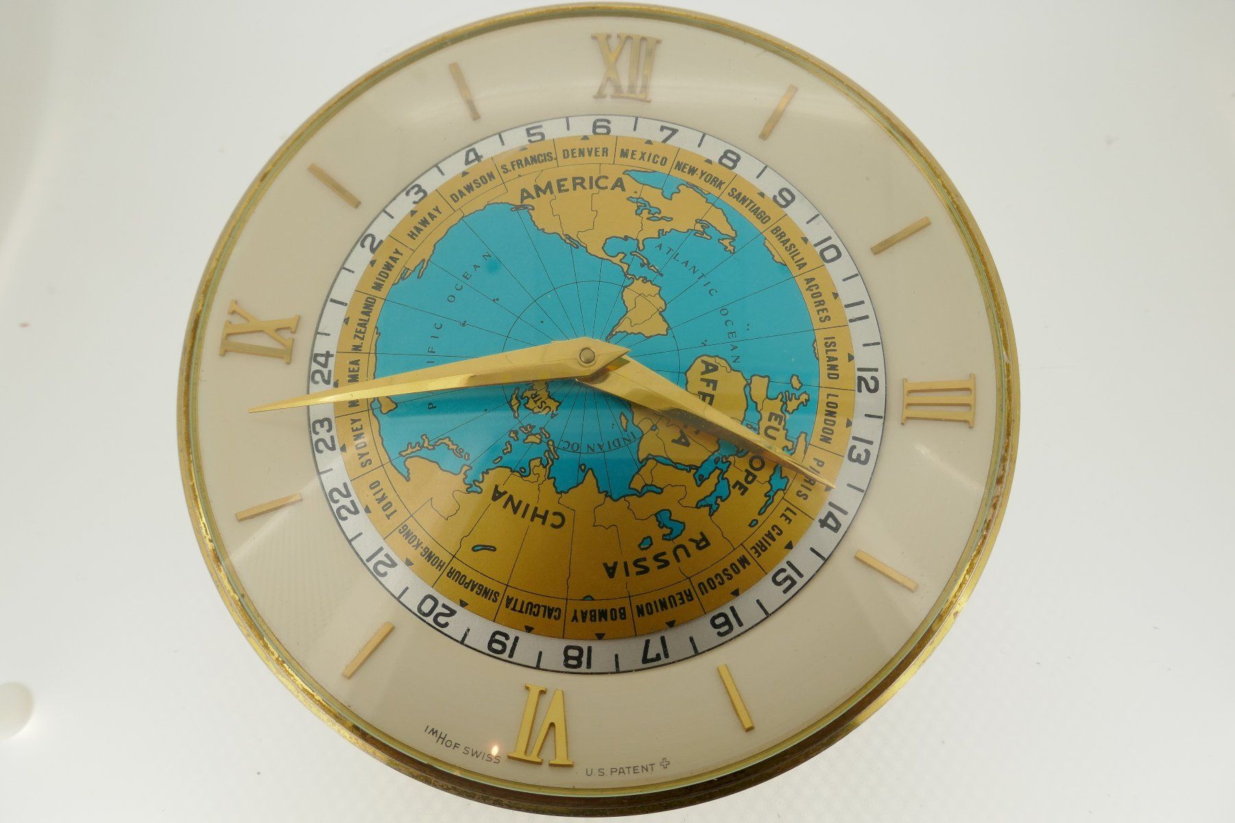 Imhof Sveglie: Vintage ImHof Worldtimer Desk Clock von 1962 – Usato da Schaffhausen venduto da swisswatches-andmore 6