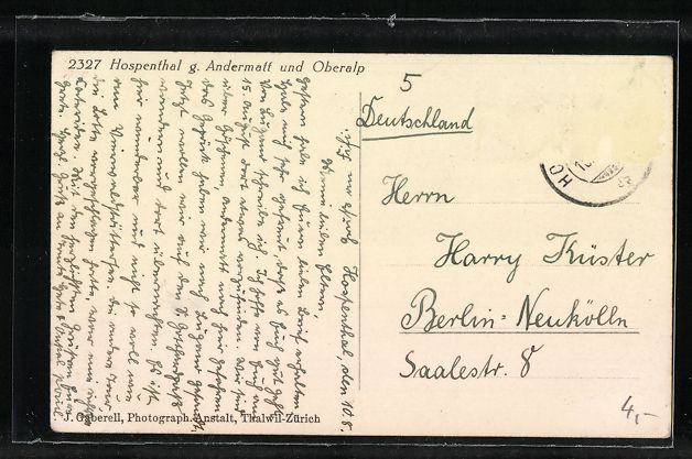 Cartoline postali: Hospenthal, Ortsansicht gegen Andermatt  – Usato da Berlin venduto da bartko-reher 1