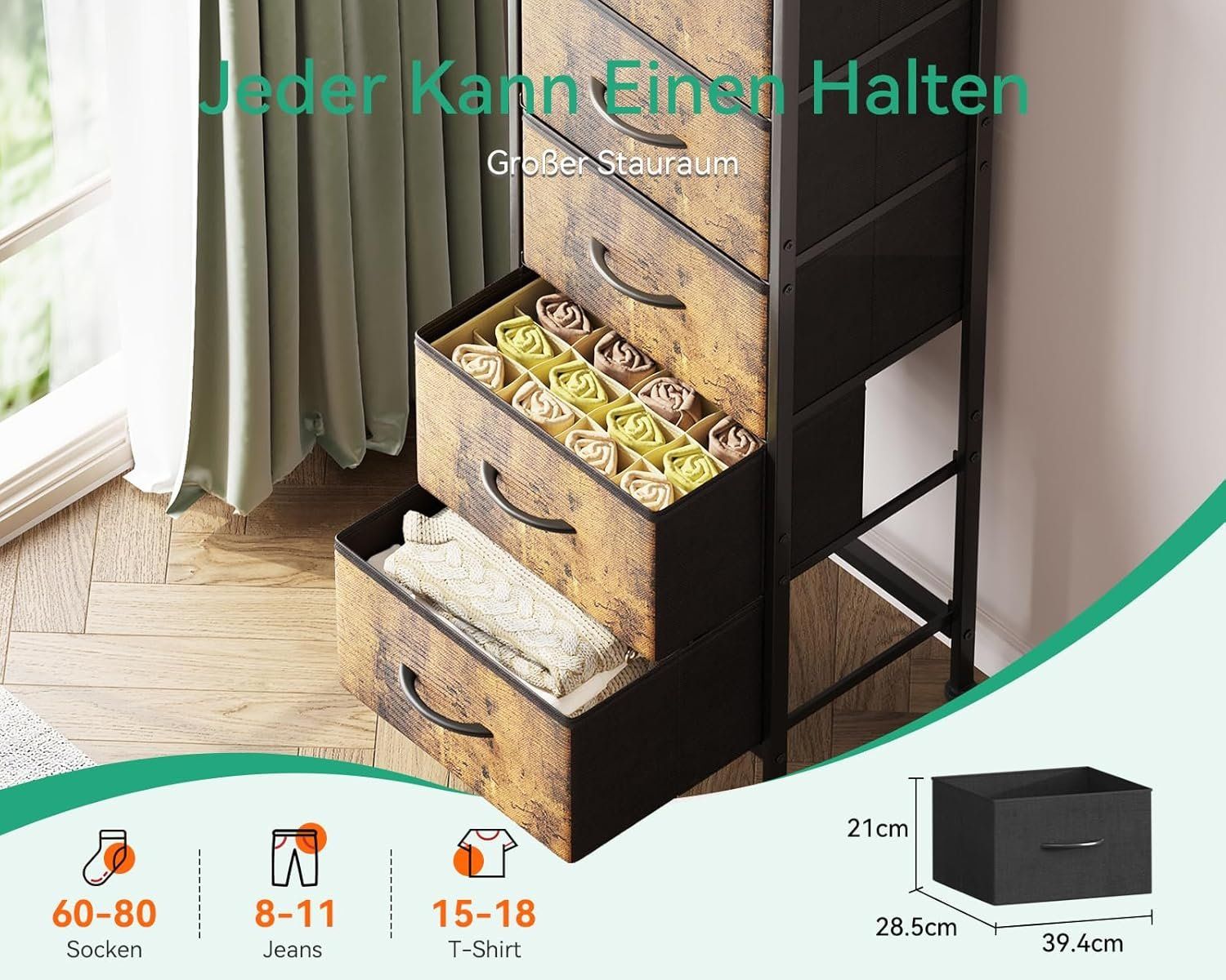 Kommoden: Schmale Kommode mit 5 Stoffschubladen – Neu und originalverpackt aus St. Gallen von VerkaufsMaus50 2