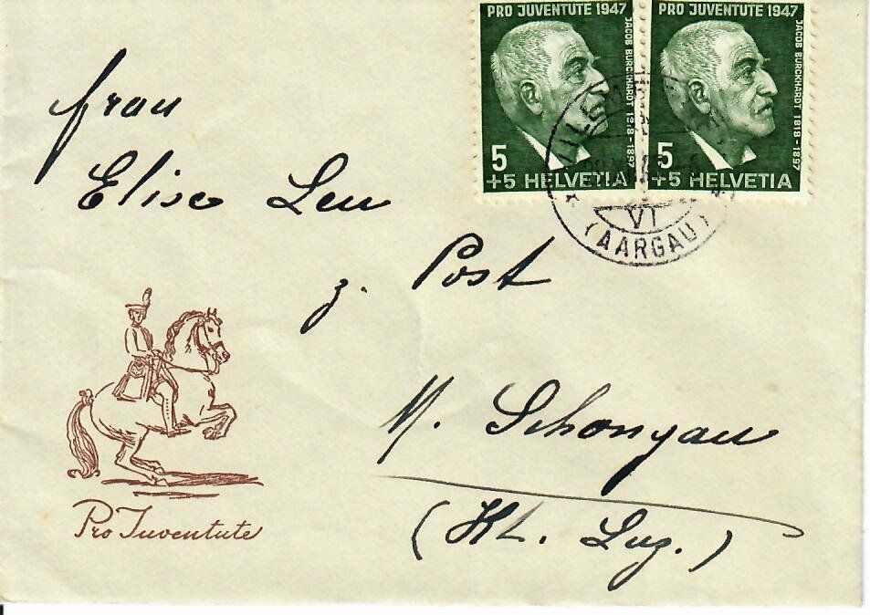 Alle Briefmarken: Pro Juventute Briefli 1947 – Gebraucht aus Hochdorf von Ziegel-16