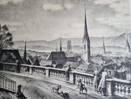OSCAR WEISS LITHOGRAPHIE SIGNIERT  LINDENHOF ZÜRICH