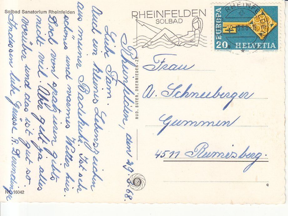 Cartoline postali: Rheinfelden Solbad 1968 – Usato da Bürglen TG venduto da StampGraf 1