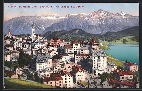 Cartes postales: St. Moritz-Dorf, Teilansicht mit Piz Lan – D'occasion à Berlin par bartko-reher
