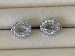 Luxus Elegante Ohrstecker Ohrschmuck  Farbe:Silber Zirkonia
