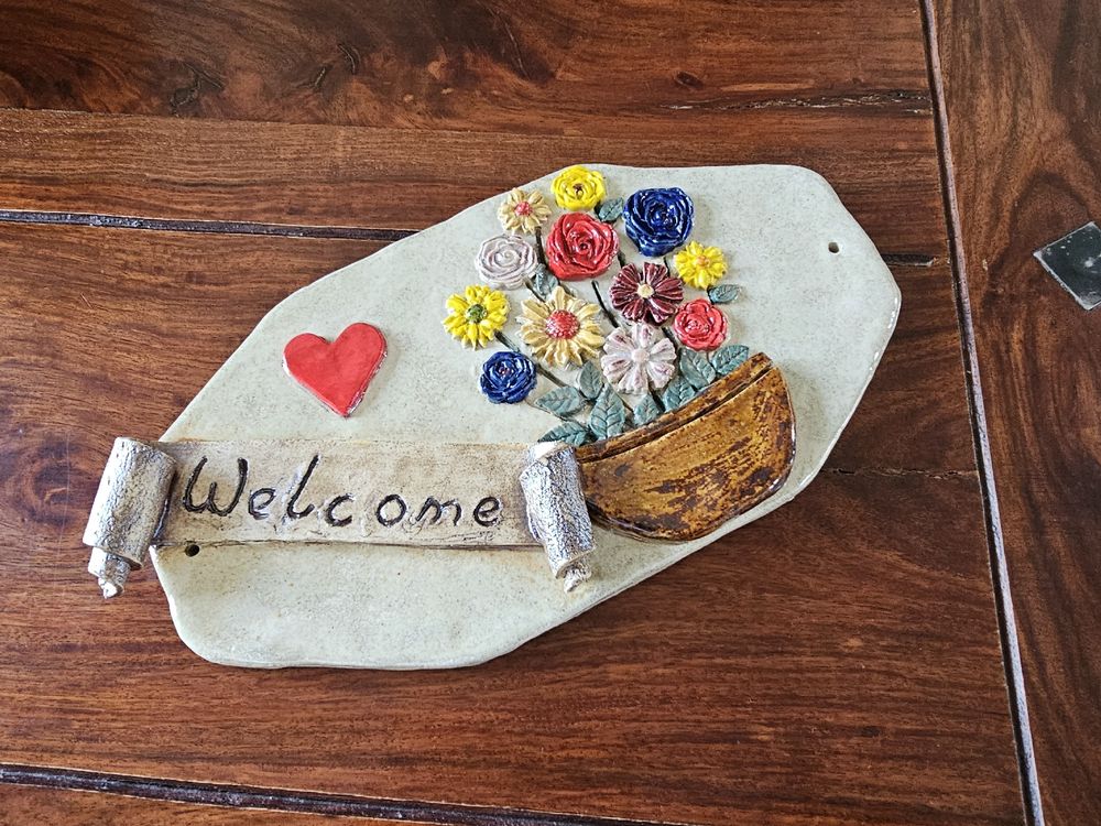 Selbst getöpferte und glasiertes welcome Schild (Neu (gemäss ...