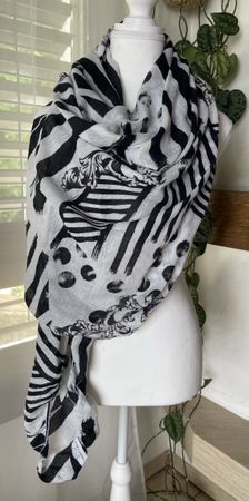 Zara Accessoires Schal, Schwarz Weiss