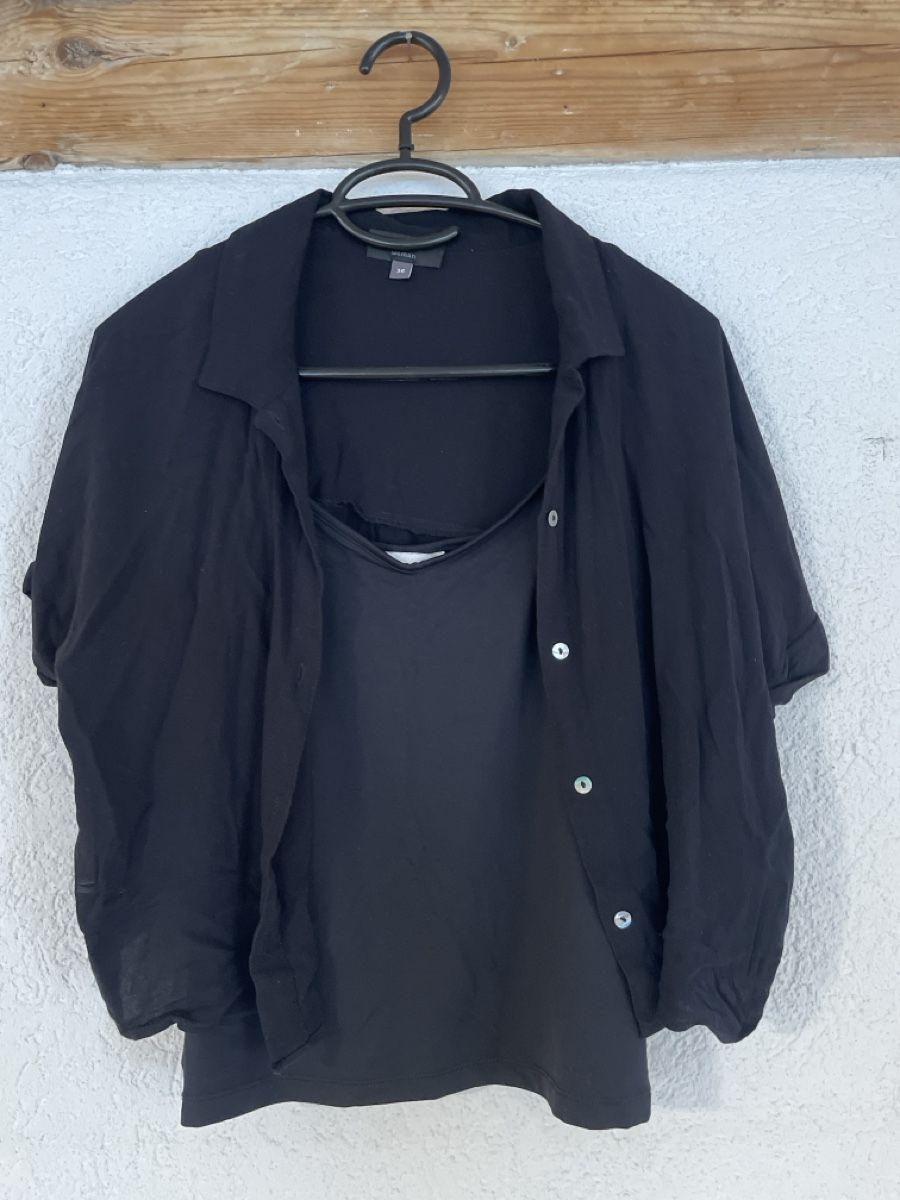 Camicette: Schwarze Bluse mit Top, crop schnitt – Usato da Neuhausen venduto da kak_5bnw