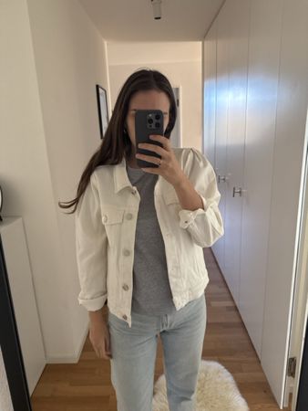 Jeansjacke Weiss Gr. 36