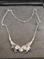 Vintage 925er Silber Collier Horn Handarbeit Top