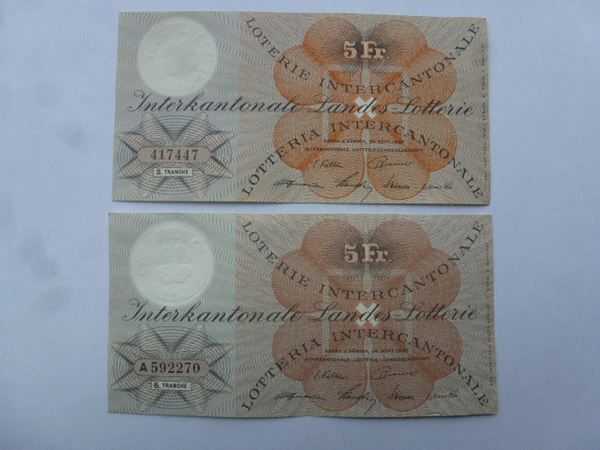 Banconote: 5.- Fr. Interkantonale Landeslotterie 39 – Usato da Walkringen venduto da Casablanca777