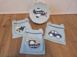 FLEXA Betttaschen 3er Set und Nackenkissen, gebraucht